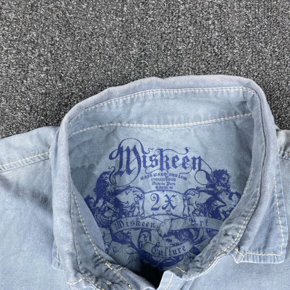 MISKEEN ORIGINALS Plaid Shirt Y2K Mens Short Sleeve Button Shirt Size 2X - Picture 6 of 6